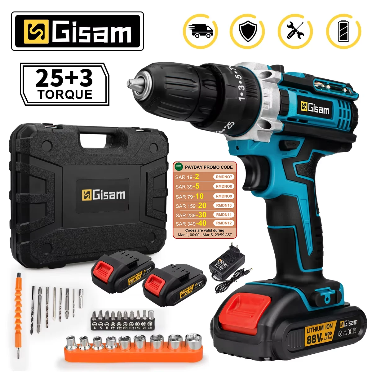 21V Cordless Drill Electric Screwdriver Electric Impact Drill Mini Wireless Power Driver DC Lithium-Ion Battery Power Tools