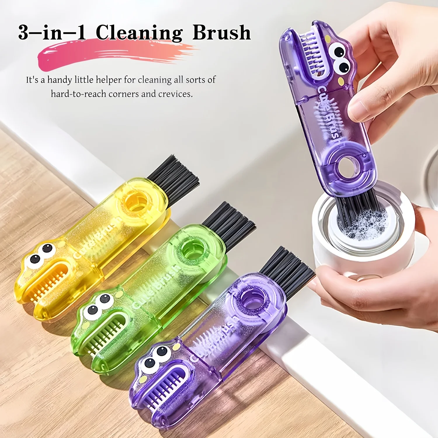 6/2 Random Color Pack Cup Lid Cleaning Brush, a Multi-Functional Cleaning Brush Suitable for Thermos Cup Lids, Water Bottle Caps, and Cups, with a Detachable Mini Brush Head for Cleaning Hard-To-Reach Areas, Halloween