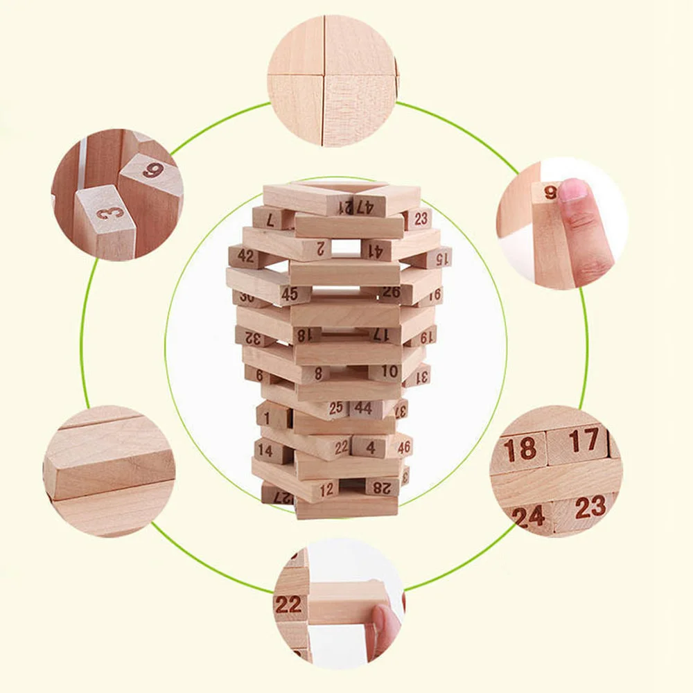 New 54 Pices Creative Novel Wooden Digital Building Block Brain Game Entertainment Intelligence Interaction Toys