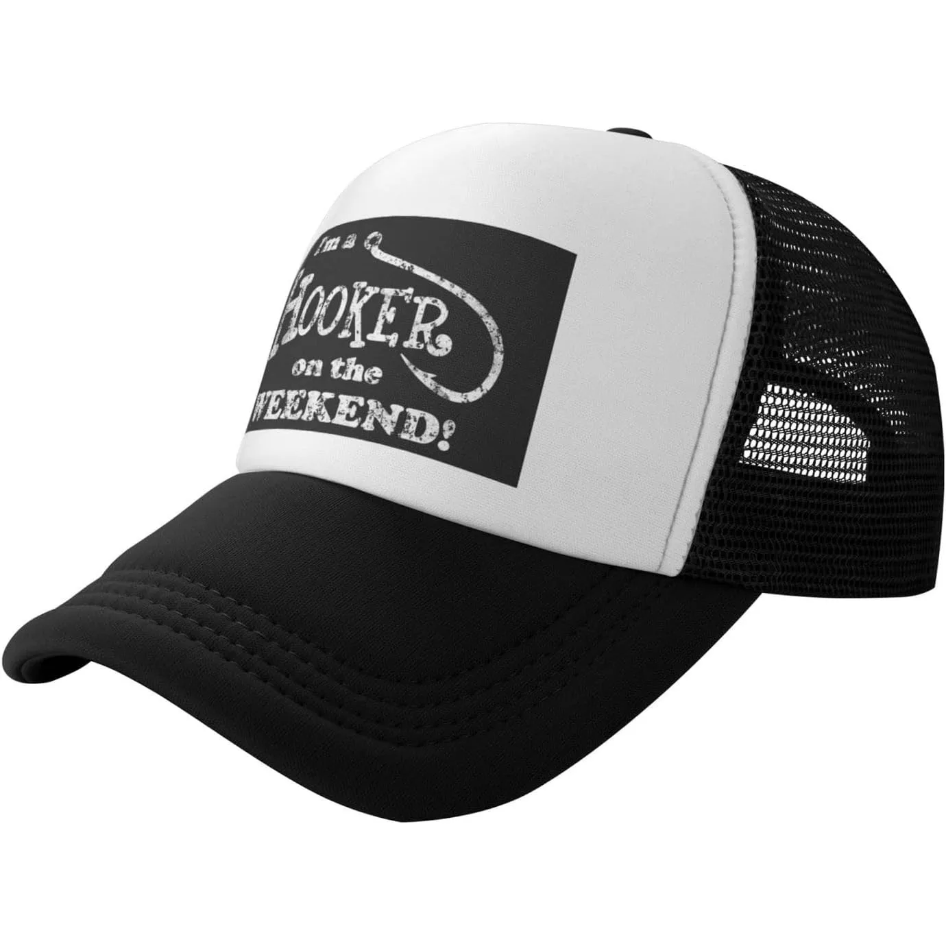 I'm A Hooker On The Weekend Fishing Trucker Hat Mesh Baseball Snapback Cap Unisex Casual