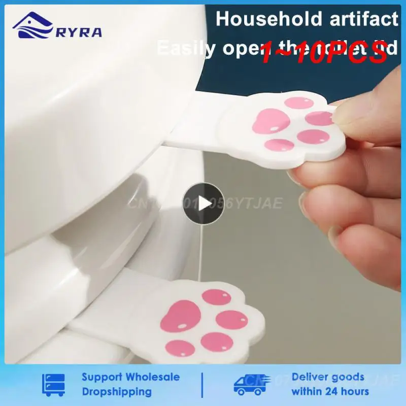 1~10PCS Portable Toilet Seat Lifter Cute Cat Paws Toilet Lifting Device Not Dirty Hands Opened Cover Avoid Touching Toilet Lid