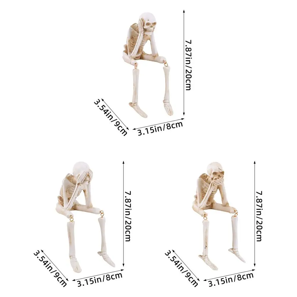 هالوين الهيكل العظمي الراتنج زخرفة لا الاستماع/لا مشاهدة/لا تتحدث الرعب شبح مهرجان مشهد الحفلات الديكور الدعائم