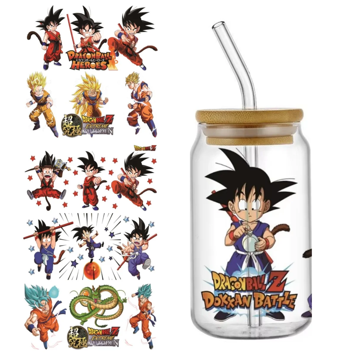 Nuevo Diseño de Dragon Ball, Adhesivos Decorativos 3D UV DTF de 16oz para Vasos, Latas y Tazas, Regalos Creativos DIY