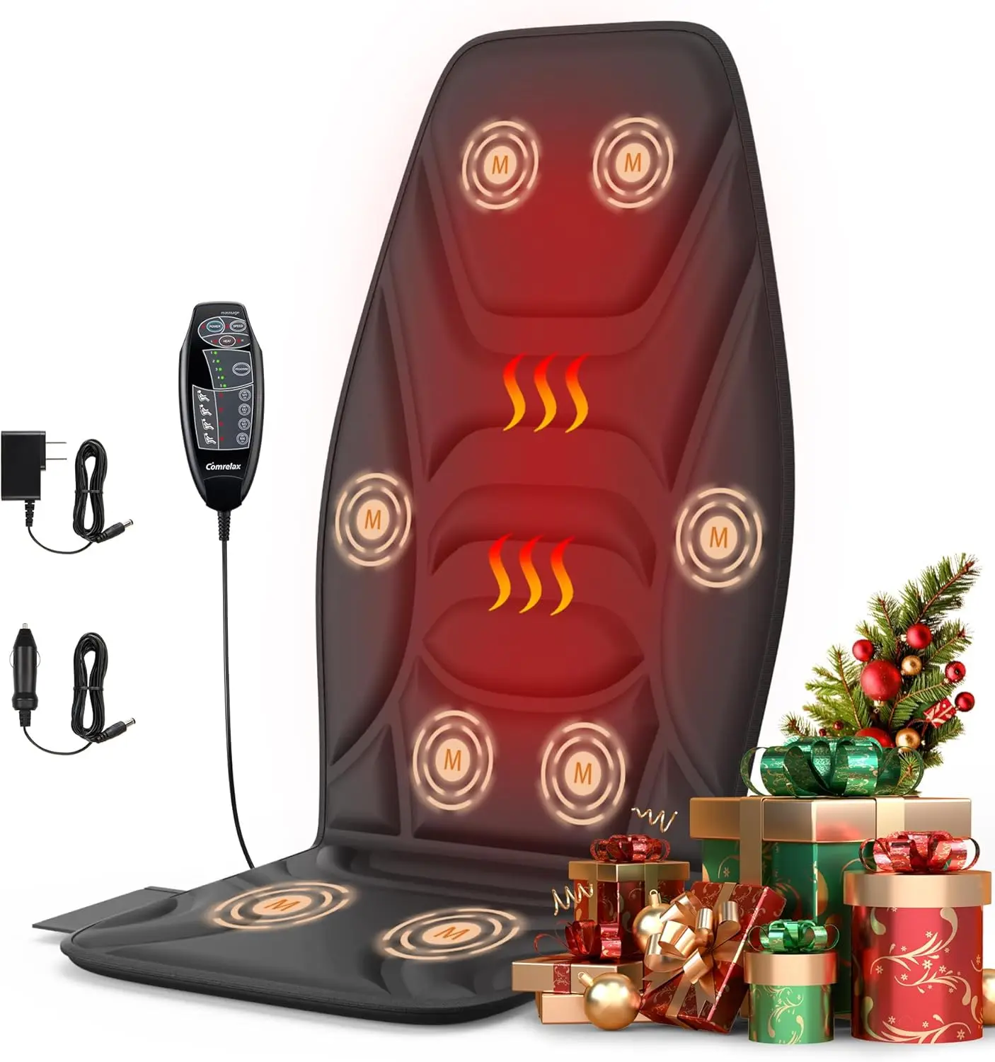 

Heated Vibrating Back Massager for Shoulder, Back, Waist & Thighs - Portable Office Chair Pad, Perfect Gift