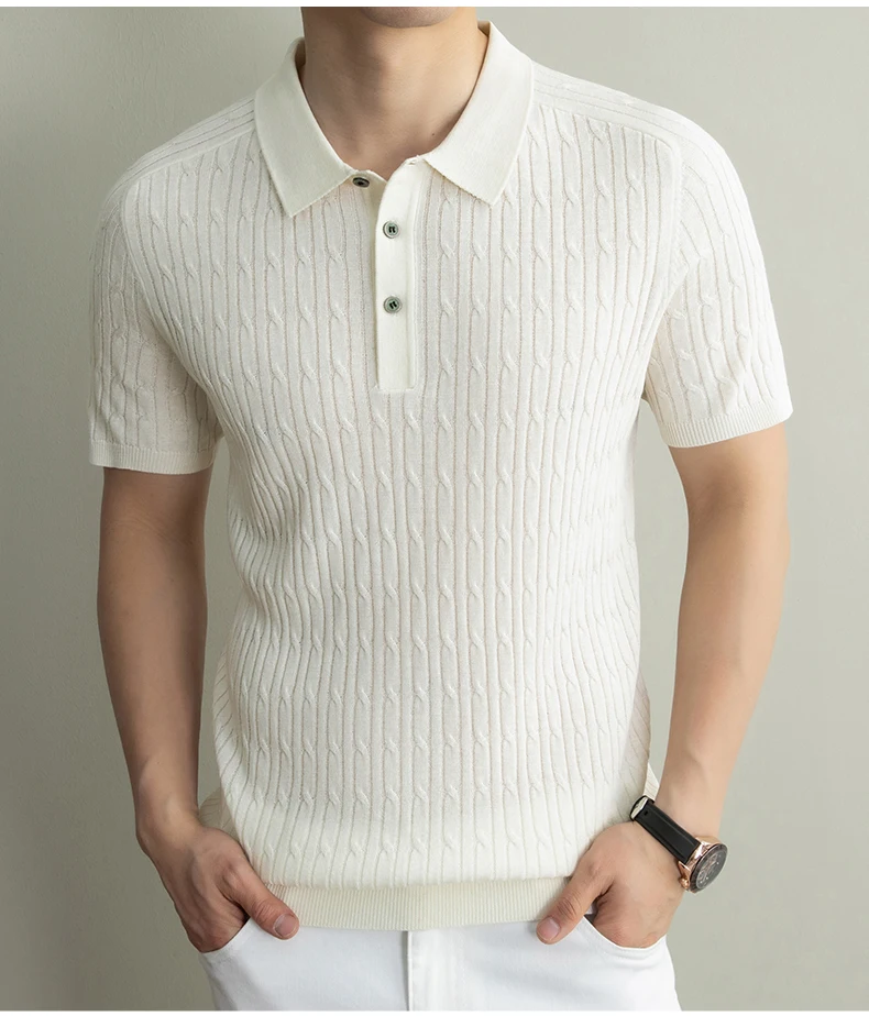 Flip Collar Short Sleeved T-shirt Men's Knitted New Item 2026 Spring Middle-aged Polo Shirt Business Men's New Item