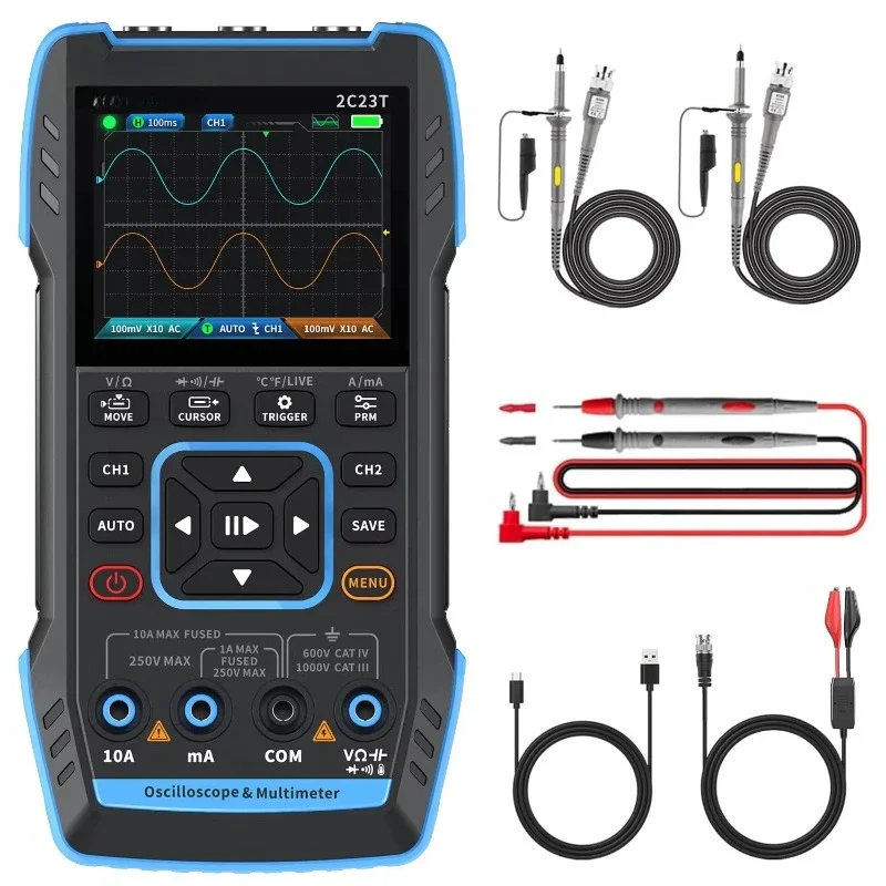 Portable Digital Oscilloscope Signal Generator Multimeter Dual Channel 3 In 1 Handheld Oscilloscope