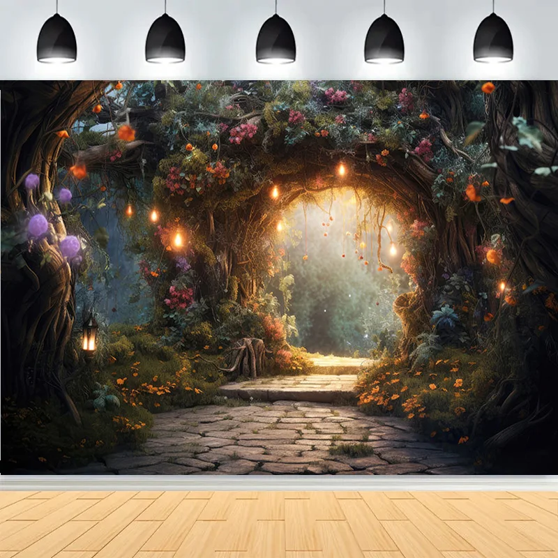 Fairy Tale Mystic Medieval Castle Photography Backdrops Props Landscape Witch Magical Book Fantassy World Forest Background MA07