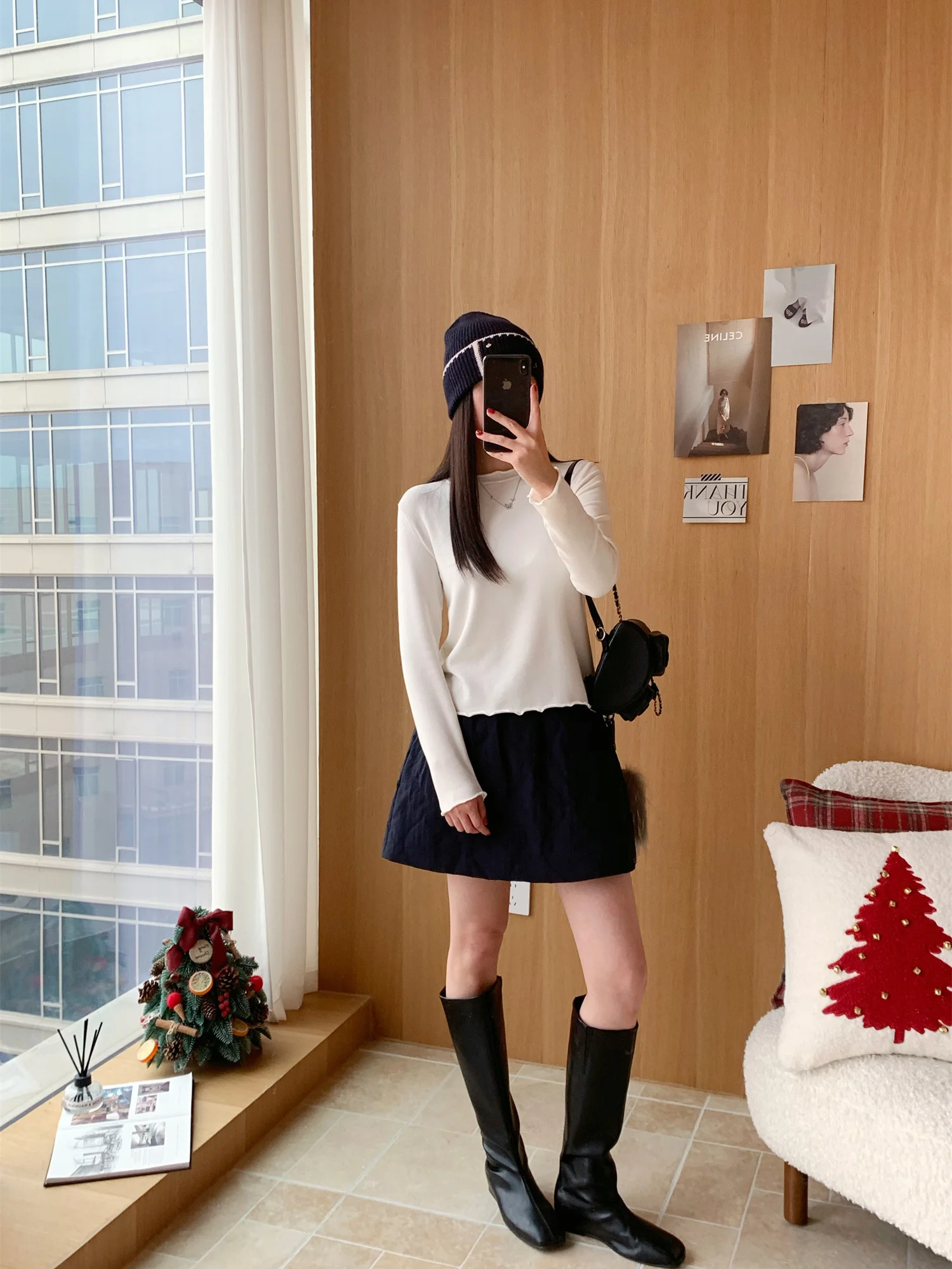 

Ultra Soft Cloudy Velvet Long Sve round Ne T-irt Wooden Flounce Casual Sle Women's Knittedwear Polyester Fiber