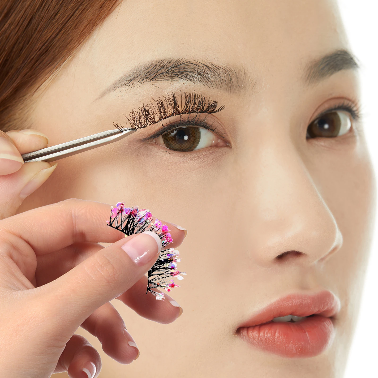 

3Pairs Individual False Lashes Delicate Color for Dating Night Vacation Balls False Eyelashes Fake Lashes Glitter Eyelashes