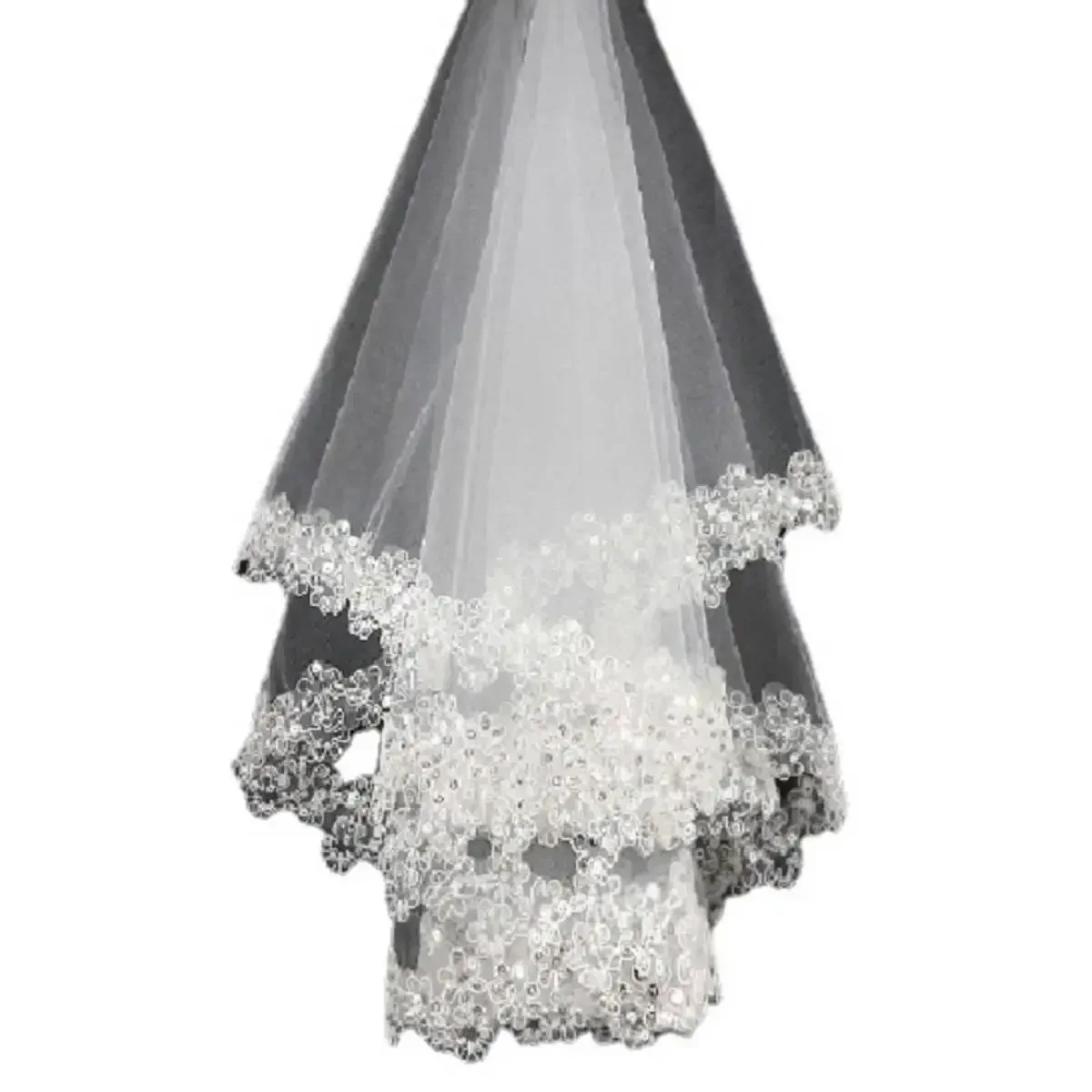 

Свадебная фата с кружевным краем и расческой, однослойная, короткая, цвета слоновой кости или белого цвета