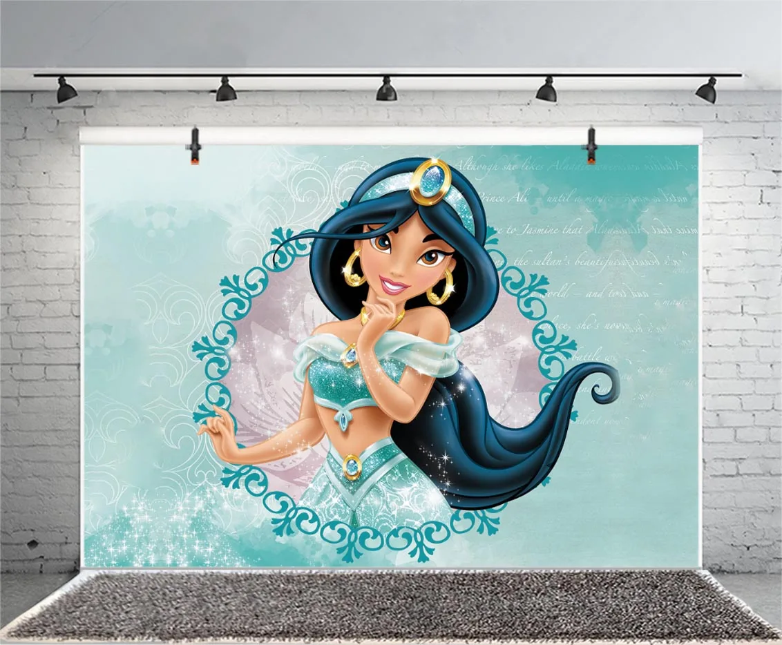 Disney Princess Jasmíne Backdrop Aladdin Fairy Tale Girls Birthday Party Custom Photography Background Photocall Decor Banner