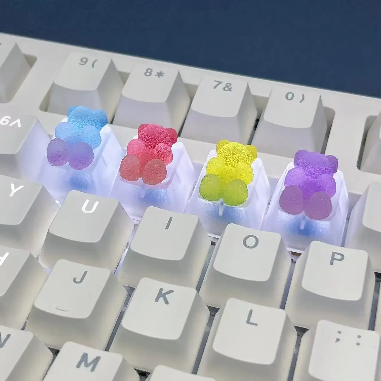 Transparent Gradient Gummy Bear Keycaps R4 ESC Cross Axis Game Mechanical Keyboard Cute Personalized Bear Keycaps