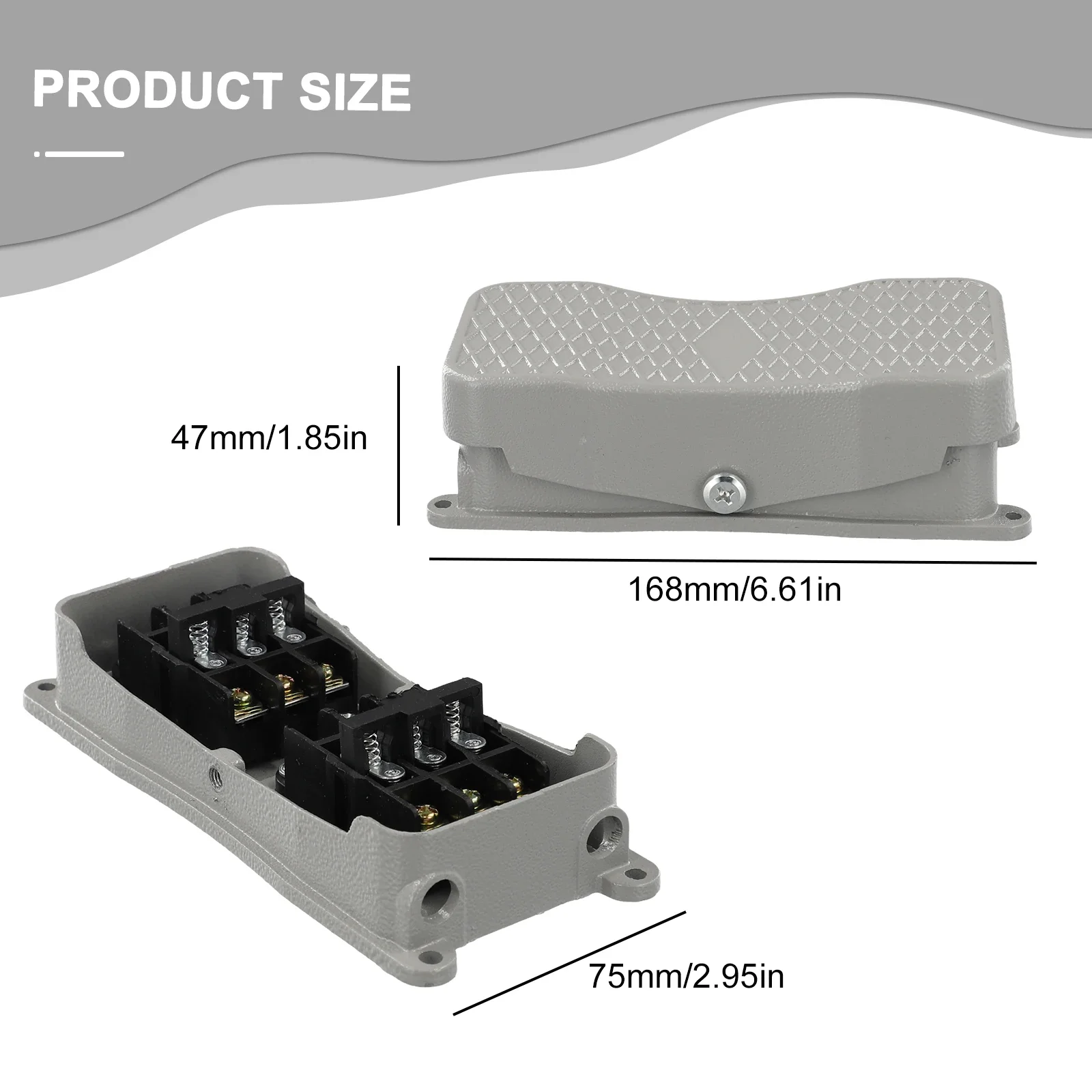 

YDT120 101 Reverse Foot Switch Pedal Controller Non Slip Industrial Design Aluminum Alloy Shell 380V Rated Voltage