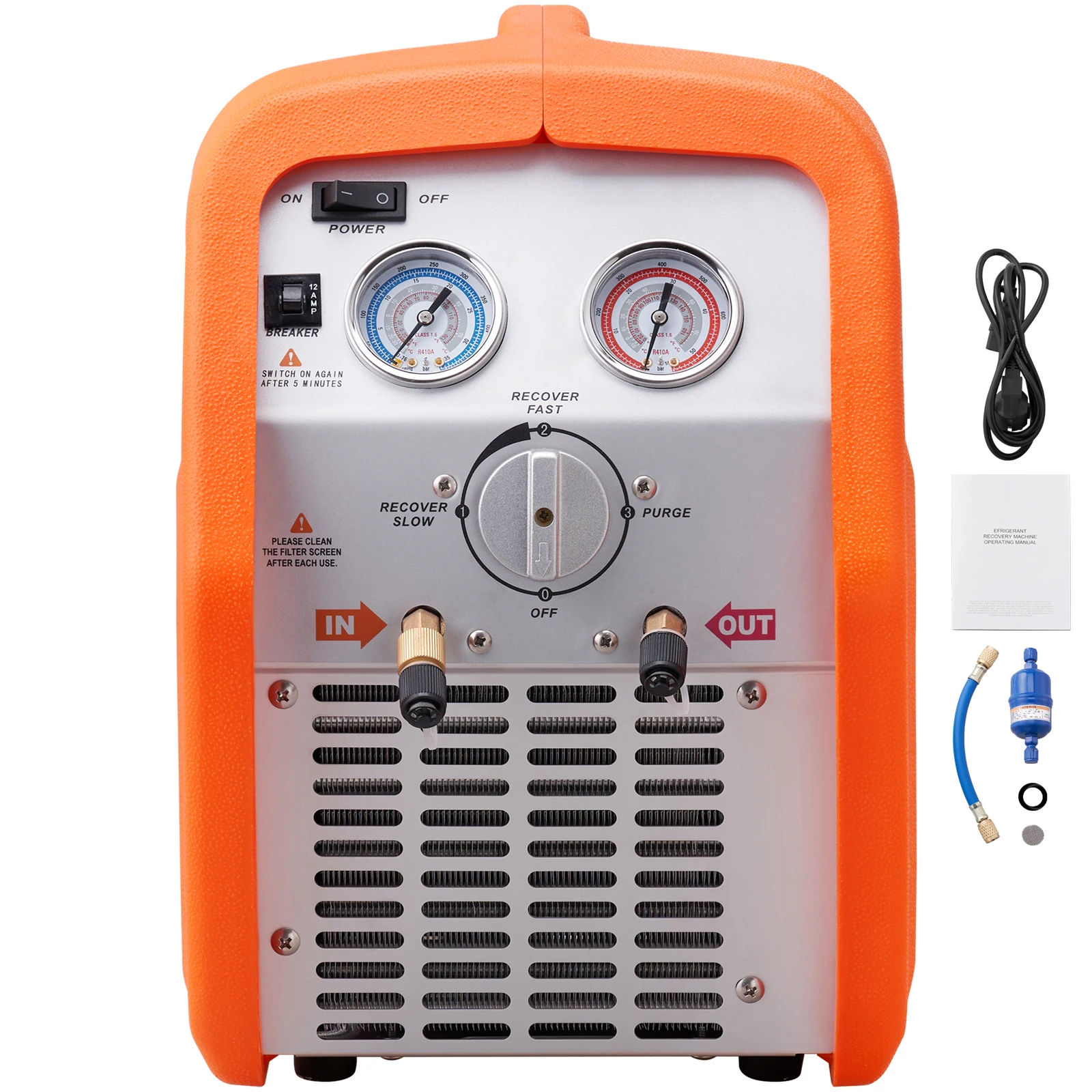 SucceBuy Machine de récupération de réfrigérant 3/4 HP, portable, avec protection haute pression, 60Hz, pour la climatisation automobile et la circulation de réfrigérant liquide en système CVC