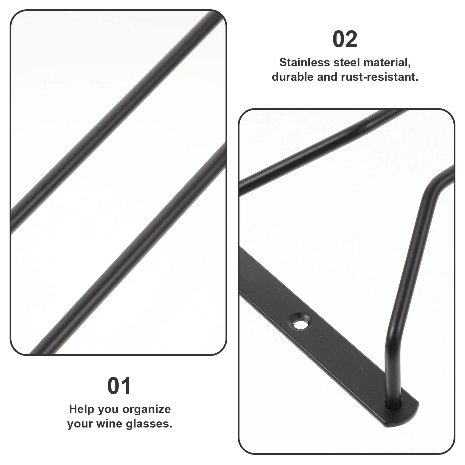 

Wine Glass Holder 35CM Iron Black Stainless Steel Bar Glasses ganizer under Shelf Hanging Rack Stemware Storage