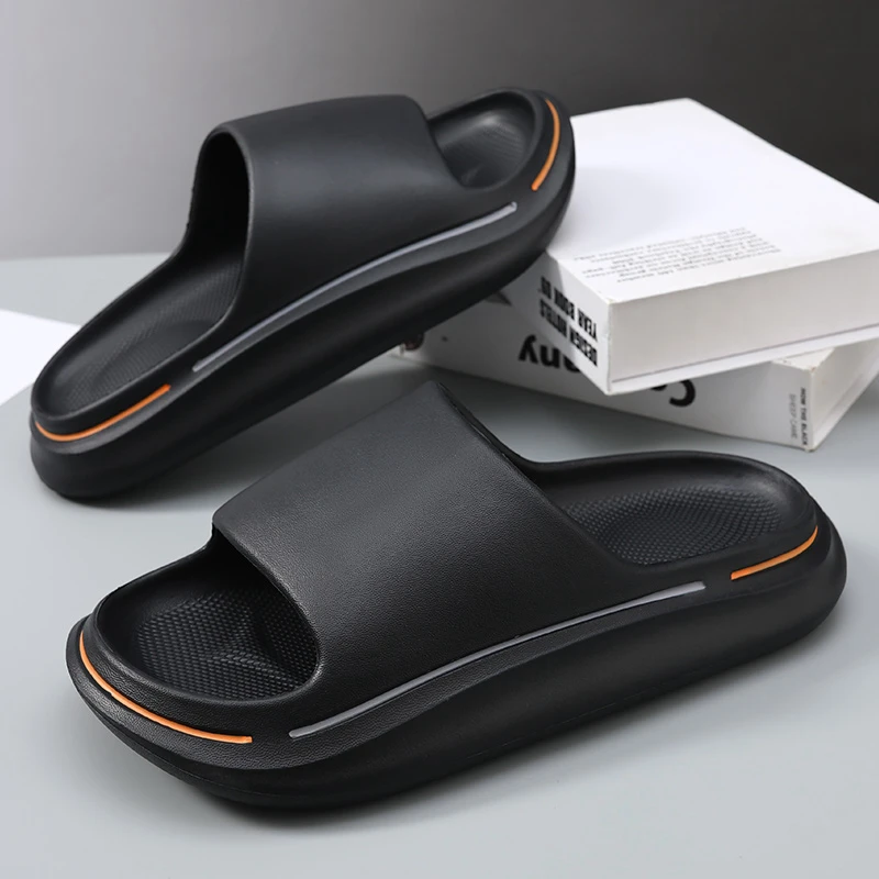 Fashion Men Women Summer Soft Slippers Thick Platform Bathroom Home Men Indoor Non-Slip Anti-Slip Female Cloud Cushion Slides