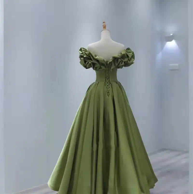 Sweet Memory-Robe de princesse en satin vert vin rouge pour filles, corset à lacets dans le dos, robe de soirée formelle, robes sexy sur mesure pour les occasions, O135