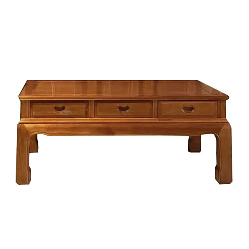 

All solid wood pineapple grid large coffee table small apartment rectangular coffee table