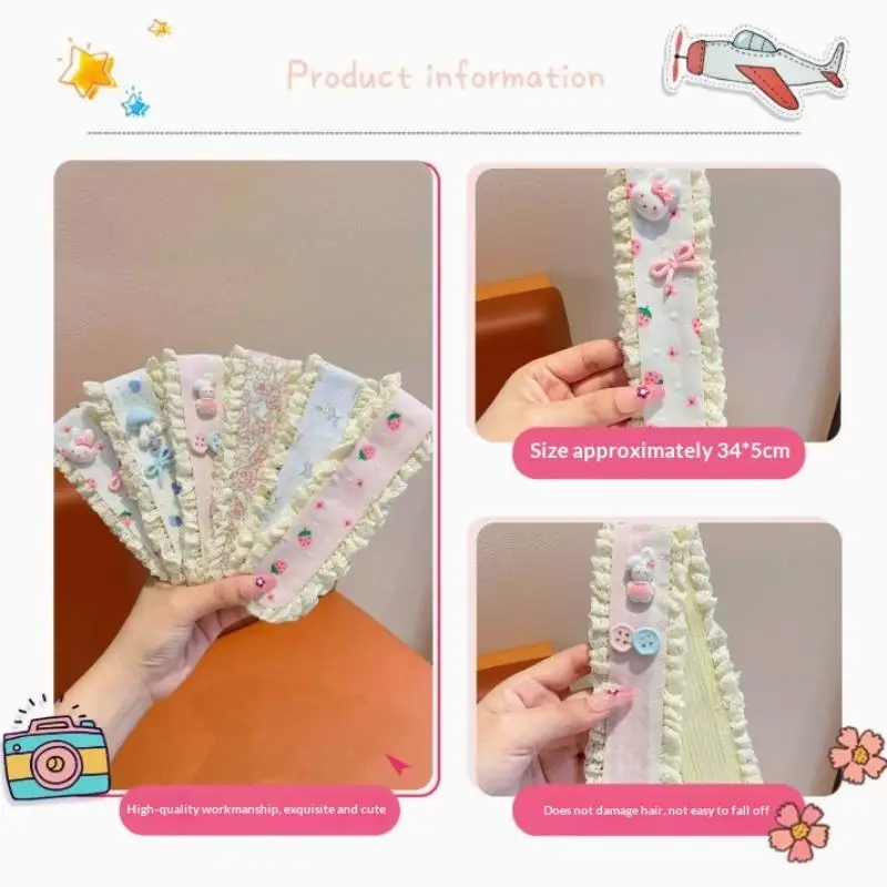 Haarband für Mädchen mit Blumensticker, für gebrochenes Haar und Pony, als Kopfbedeckung zum Gesichtwaschen, Haaraccessoires – Detail 9