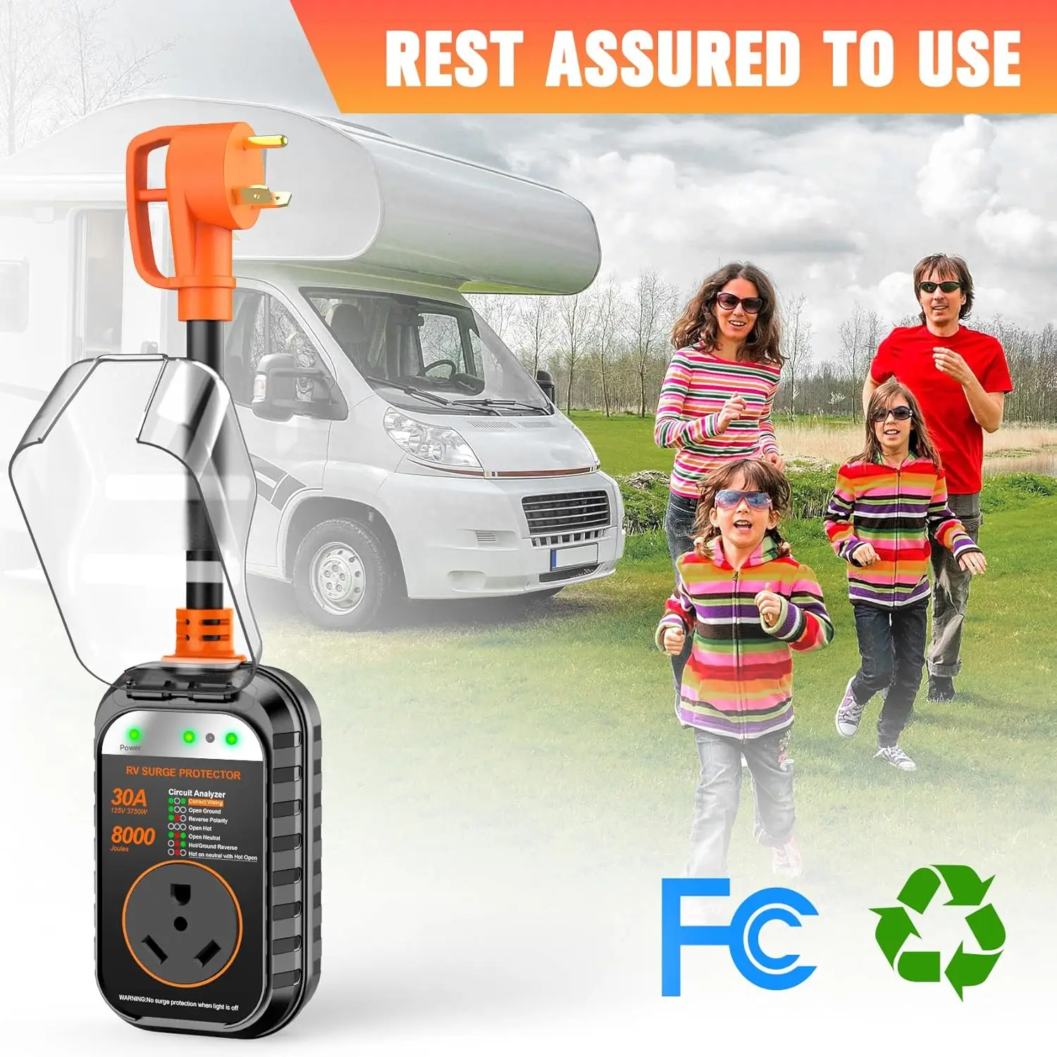 RV Surge Protectors 30 Amp RV Circuit Analyzer, [2025 New Upgraded & Gen2] Full Protection, RV Adapter Plug for Camper