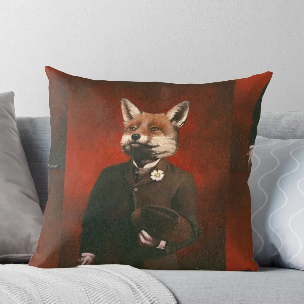 Edwardian Mr Fox In A Suit Throw Pillow Cushion Cover Luxury Christmas Pillow