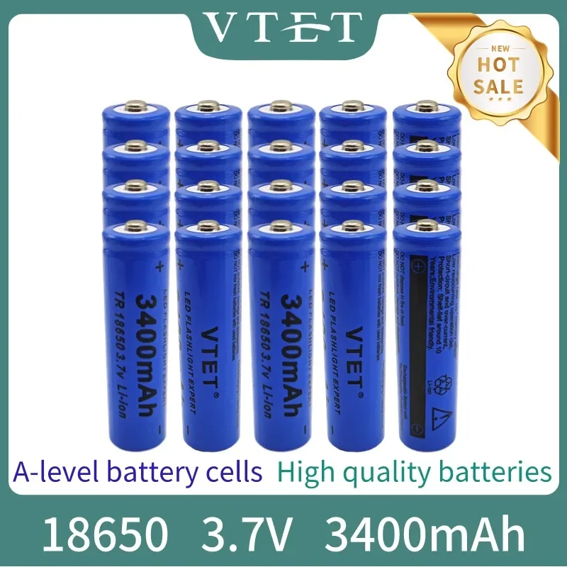 2024 New 18650 3.7V 3400mAh Rechargeable Battery for Flashlight Torch Headlamp Li-ion Rechargeable  Drop A-grade battery cell