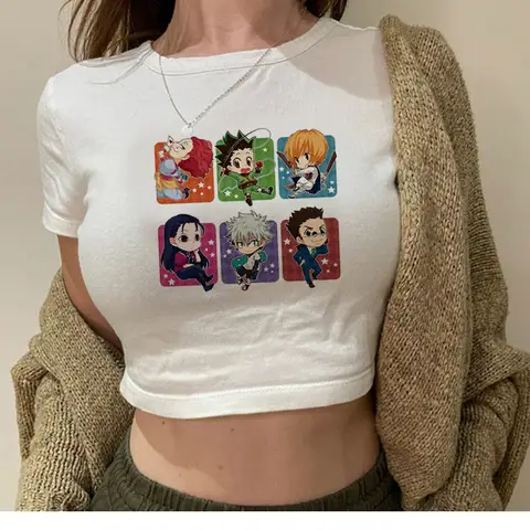 Hunter x Hunter Killua Zoldyck Hisoka Kurapika Gon crop top Streetwear babydoll 2025 cute Aesthetic Fairy summer corset woman