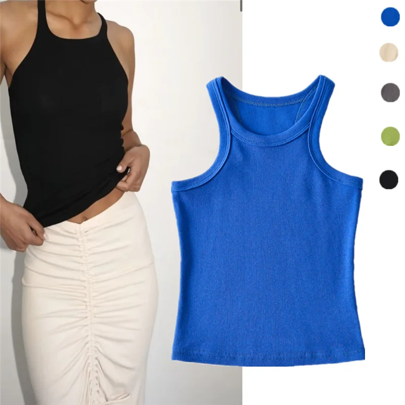 

Slim Fit ort Svel Pure Color Top Women's Base Layer Tight oulder Strap Vest Street Sle Summer Faion Trend