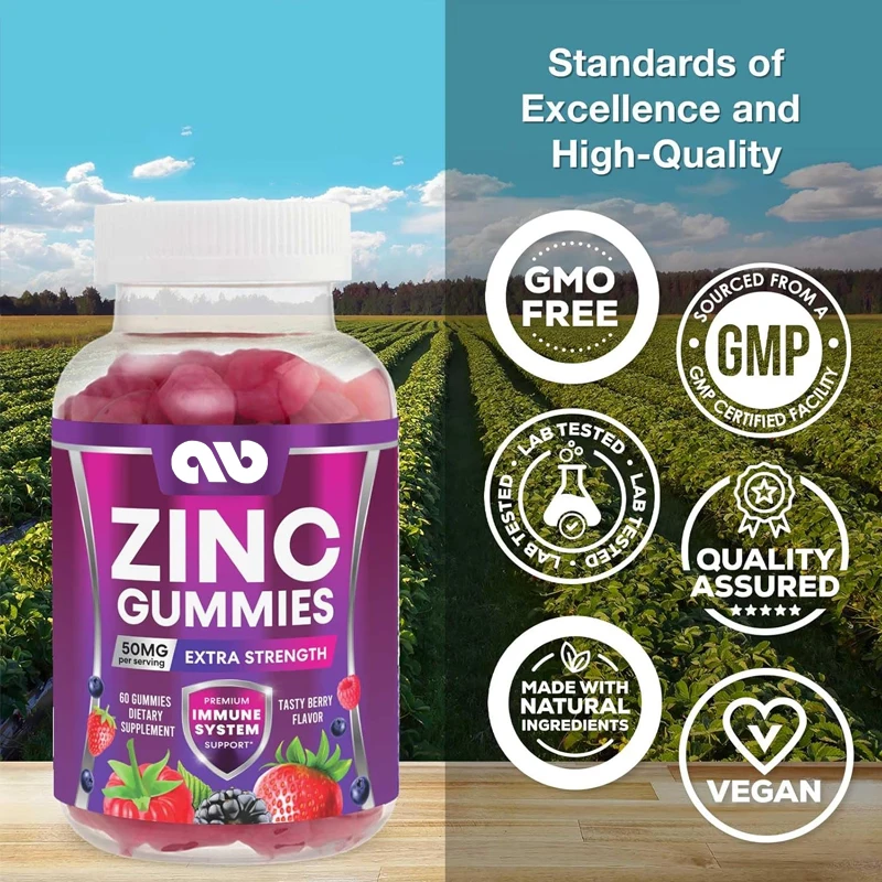 

Adult Zinc Gummies 50mg - Highly Absorbed Immune Health Support Gummies and Antioxidants, Vegetarian, Non GMO, Gluten Free