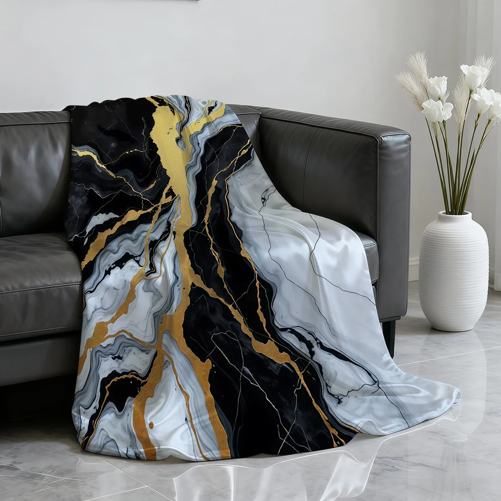 Black Marble Design Blanket Soft Throw Blanket for Home Bedroom Bed Sofa Picnic Travel Office Rest Cover Blanket Gift