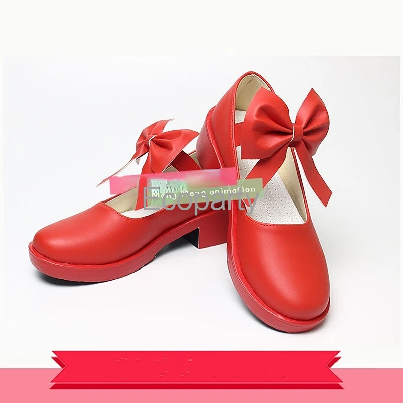 Japanese Anime Card Captor Sakura Cosplay Shoes For Women Lovely Red Bow Pu Leather Shoes Girls Kawaii Lolita Customized Shoes
