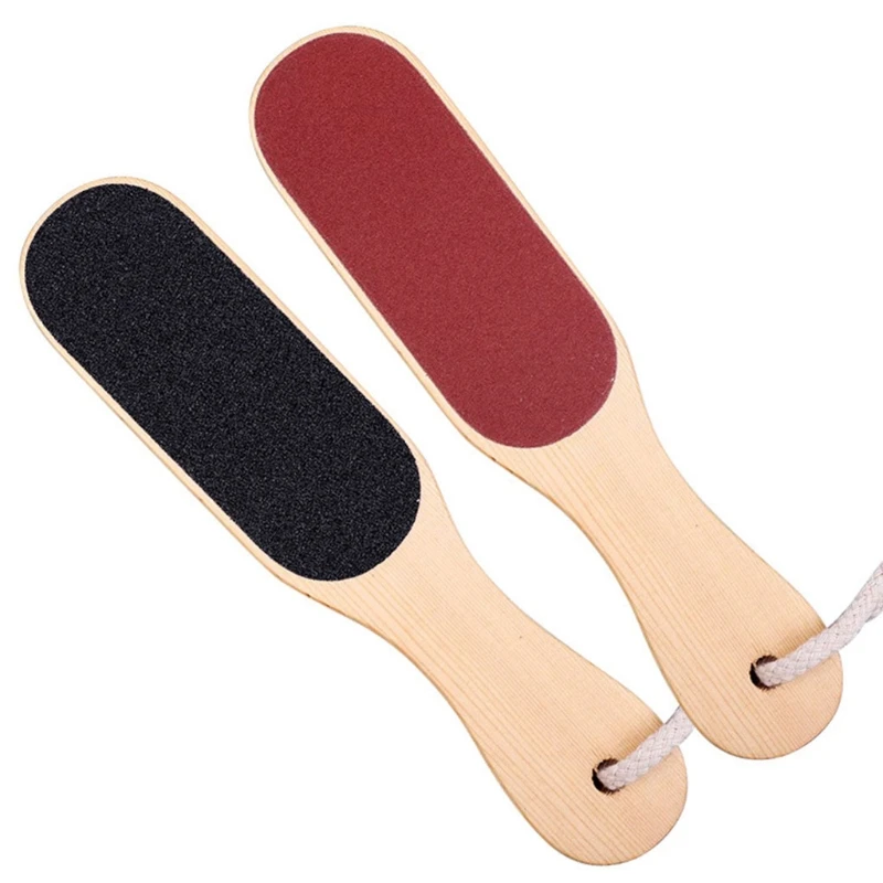 Pumice Stone Foot File Wooden Pedicure Feet Scrubber with Handle for Callus Dry