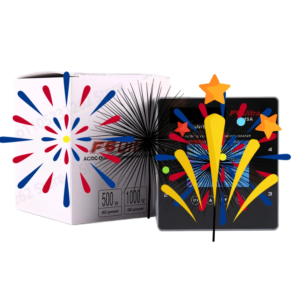 For F6 Ultra 1000W 4 Channel Smart Balance Charger 15A AC/DC GaN+SiC for LiPo LiHV 1-6S RC Battery