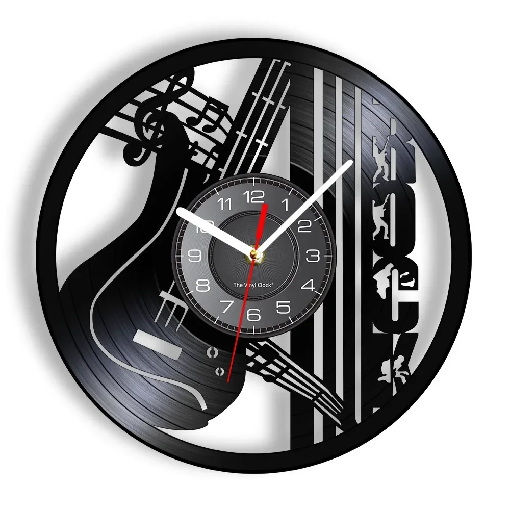 Electric Guitar Rock Vinyl Record CD Disc Wall Clock Band Music Studio Artwork Decor Album Rock N Roll Music Pub Bar DJ  Watch