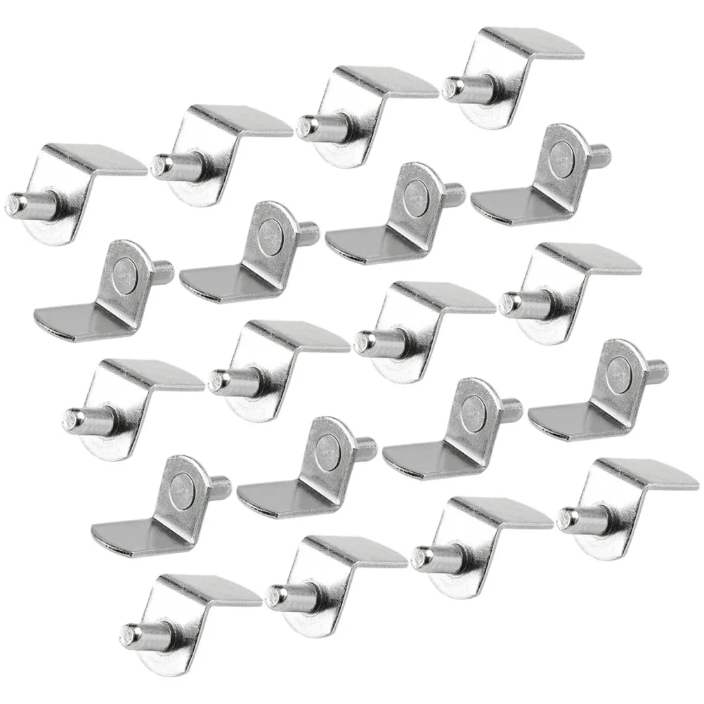 

20pcs L shaped Metal Shelf Pegs 6mm Rod Nickel plated Cabinet Hardware Glass Plate Fixed Partition Pin Durable Wardrobe Kitchen