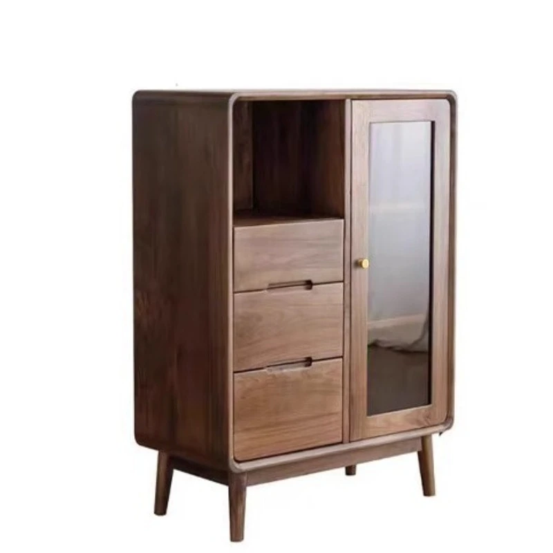 

North American black walnut solid wood dining side cabinet modern simple style