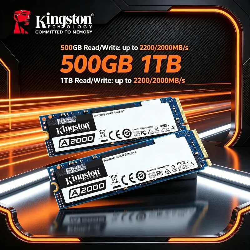 SSD Kingston A2000 M.2 2280 NVMe PCIe 3D TLC 250GB 500GB 1TB, Unidade de Armazenamento Interna para Atualização de Laptop e PC Desktop