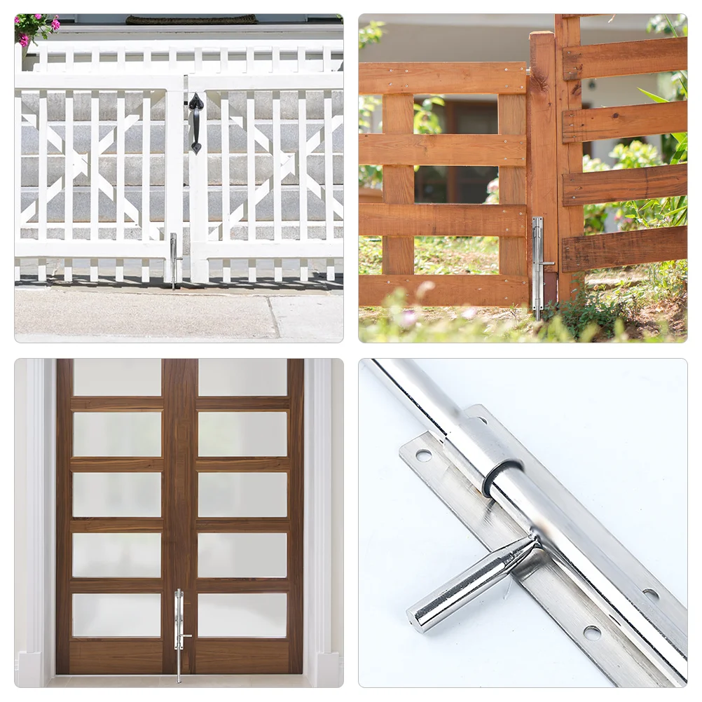 Thickened Stainless Steel Floor Latch Door Extended Wooden Welded Iron Surface Barn Lock Slide Bolt Gate Drop Pole