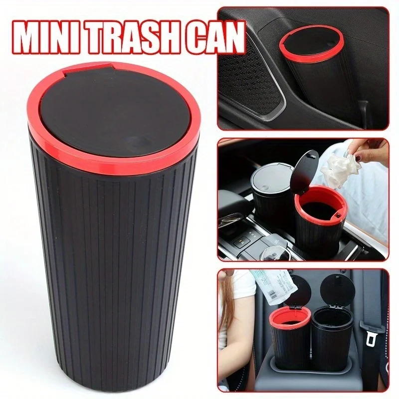 

Press Type Car Interior Rubbish Container Car Trash Can Cup Holder Trash Bin With Lid Leakproof Waterproof Trash Can Accessories