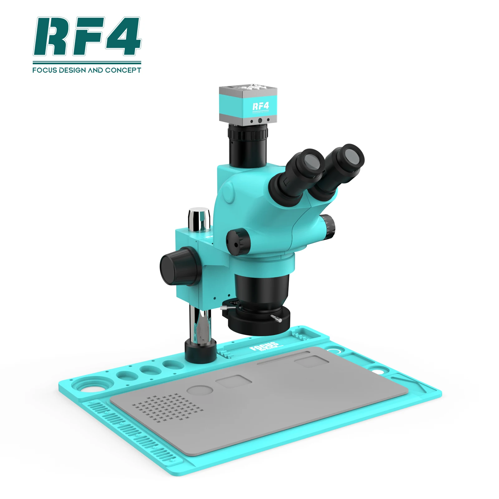 RF4 HDMI 6.5X-65X three eye microscope 2K camera aluminum alloy large base LCD circuit welding continuous zoom RF6565TVD2-2KC2