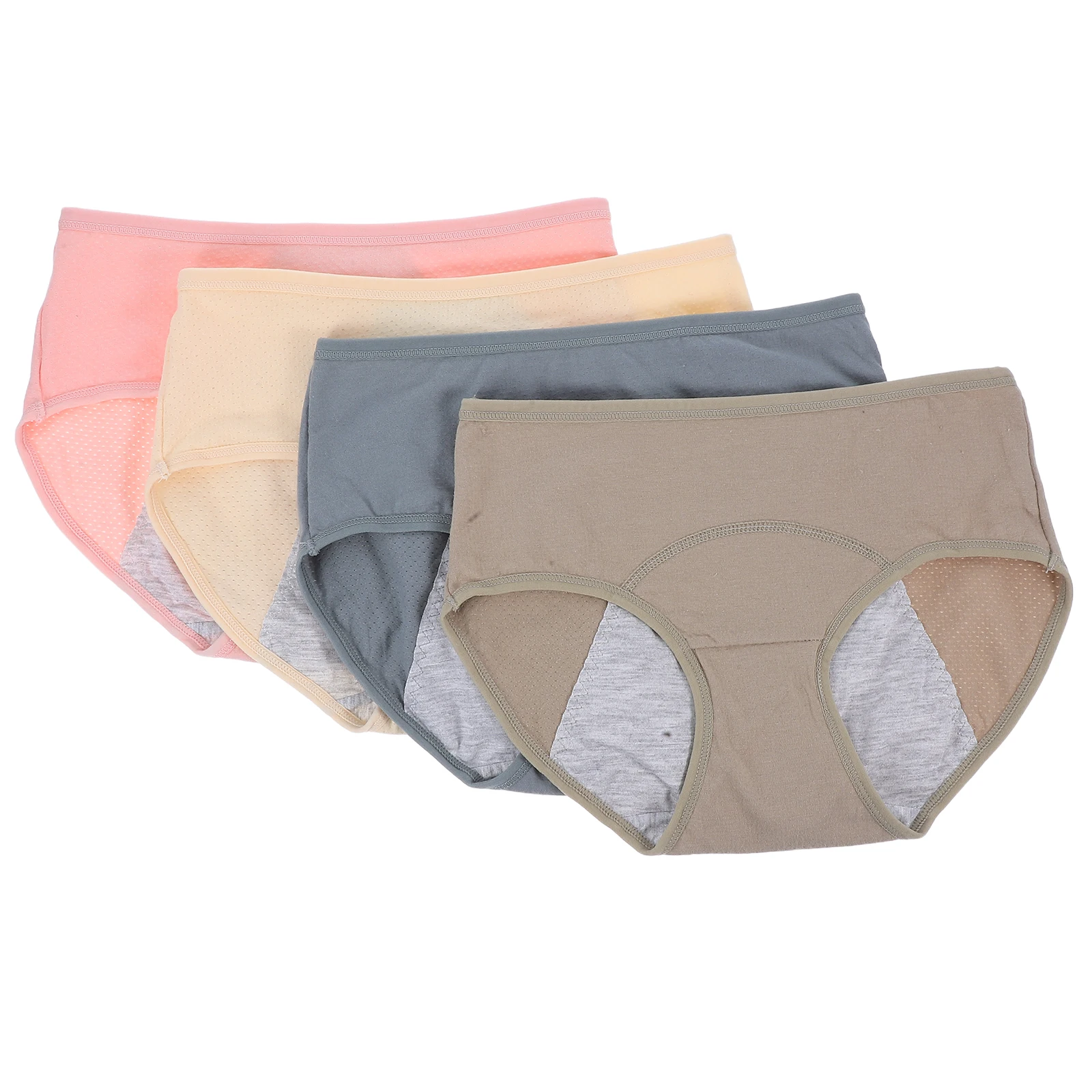 4 قطعة ملابس داخلية للحيض للنساء سراويل قصيرة مانعة للتسرب مقاس M ناعمة قابلة للتنفس من القطن متوسطة الارتفاع فترة التدفق الثقيل مريحة