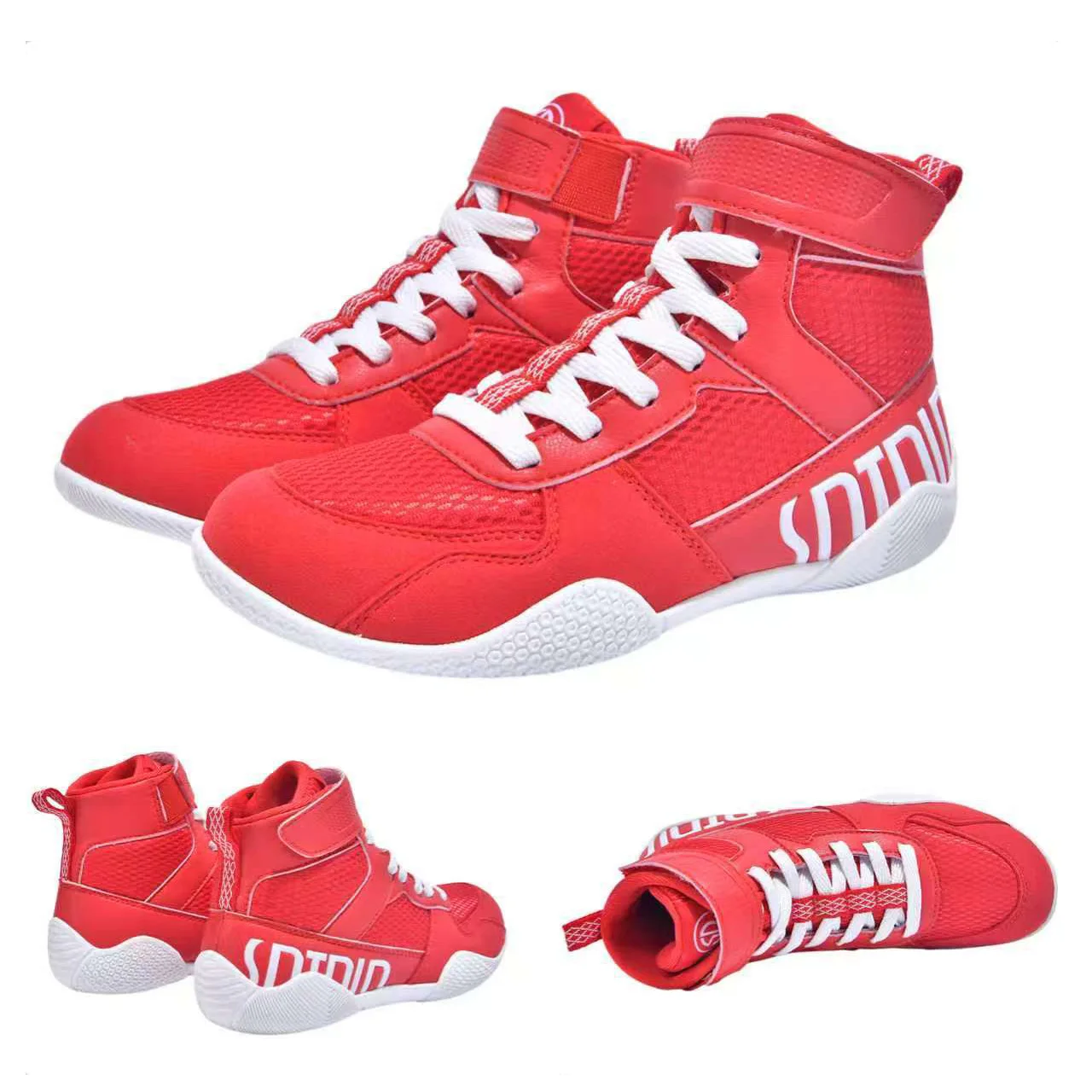 2026 Brand SDTDID Kid Boxing Shoes Size 31-39 Mid Cut Sanda Combat Training Sneakers Breathable Wrestling Shoes