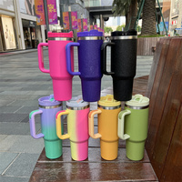 1200ml 40oz Tumbler with Handle Stainless Steel Water Bottle Straw Vacuum Thermos Cup Large Capacity Travel Car Coffee Mug