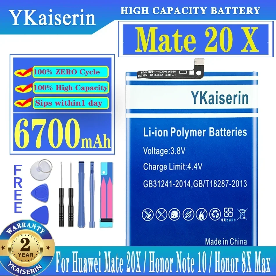 YKaiserin HB3973A5ECW/HB4073A5ECW 6700mAh For Huawei Mate 20 X 20X (Not for Huawei Mate 20 X 5G) /For Honor Note 10 8X Max