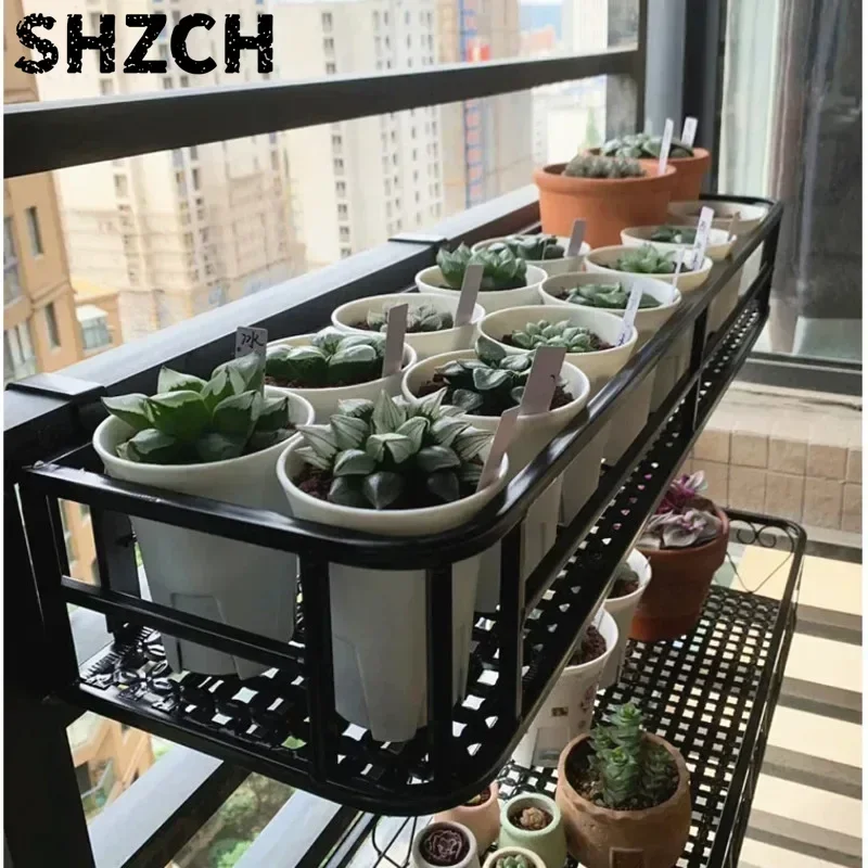 Elegant European-Style Flower Stand Expansive Iron Art Balcony Rail Organizer Decorative Hanging Pot Holder Urban Green Space