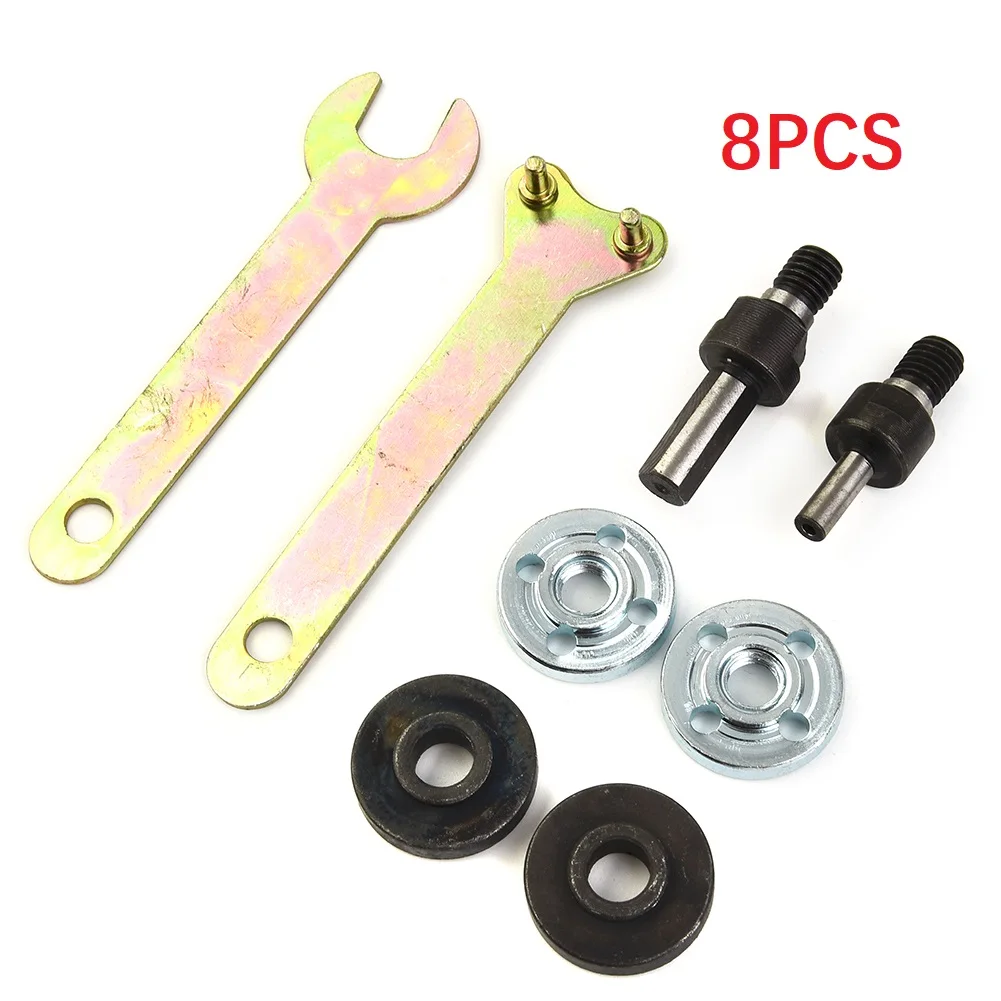 

8pcs Metal Replacement Shafts Spanner Connecting Rod Drill Angle Grinder Mandrel Adapter Disc Set for Power Tools