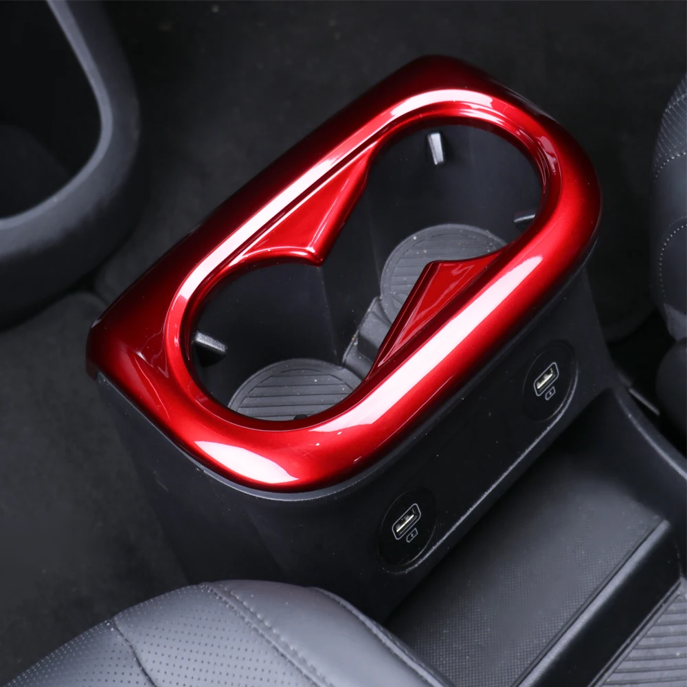 Modanatura interna rossa Car Front Water Cup Holder Cover Trim per Hyundai Aini Krypton 5 IONIQ 5 2022 accessori interni