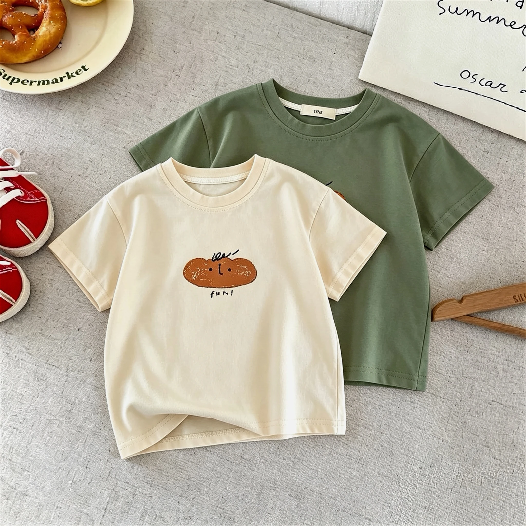 Summer Clothes T-shirt For Children's Boutique Fashion Short Sleeve Tops Tees Kids Casual Printed Tshirts Baby Girl Boy T Shirt