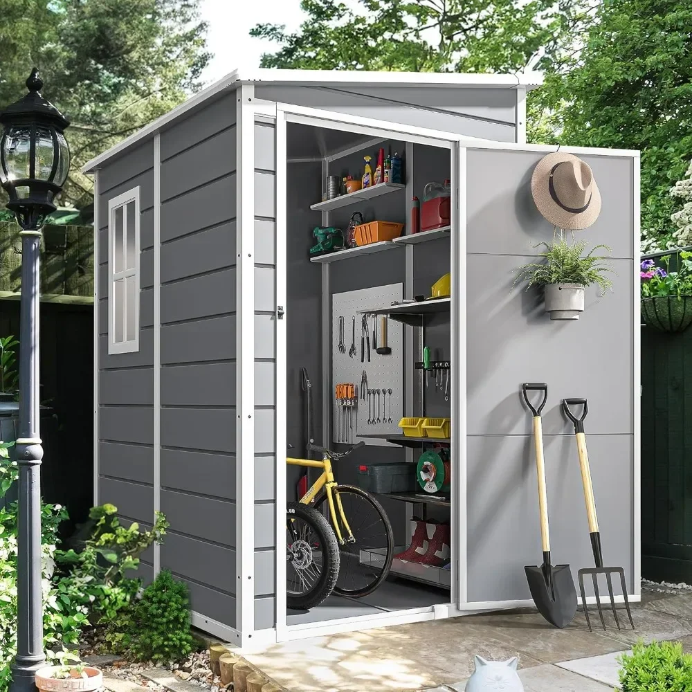 

#For 5x4ft Resin Outdoor Storage Shed with Floor, Large Waterproof Lockable Storage Shed with Window, Plastic Outside Tool Stora