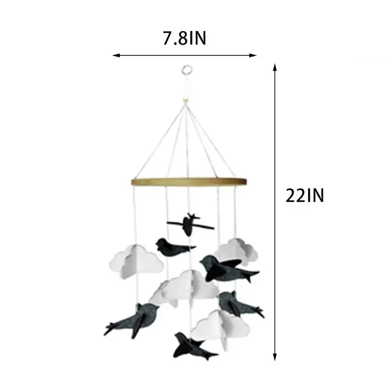 Baby Crib Mobile Birds Clouds Felt Baby Ceiling Hanging Nursery Decor Baby Toys